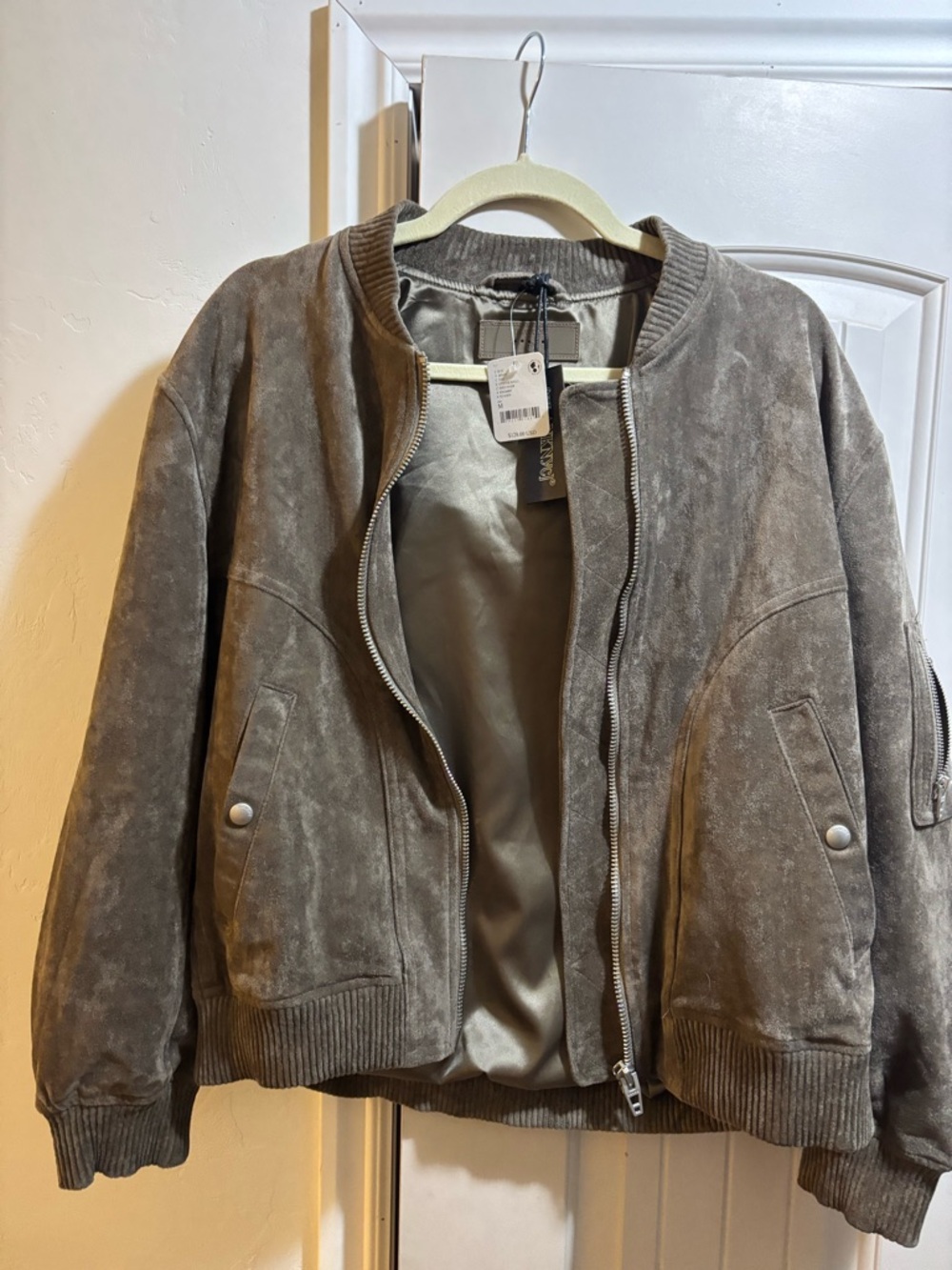 Free People Brown Suede Bomber Jacket